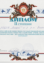 Диплом 2 степени общероссийской общественно-государственной организации
